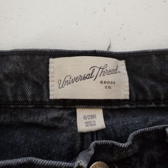 UNIVERSAL Thread 6 Vintage Straight Black Denim‎ Jeans Distressed - Picture 3 of 9
